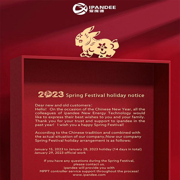 Avviso per le vacanze dell'ipandee Spring Festival 2023